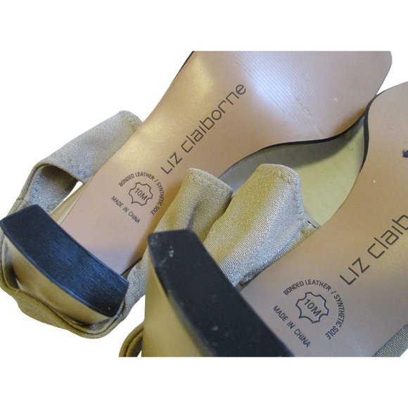 Liz Claiborne Beige Tan Slip-on Strappy Sandals Open Toe Elasticized Closure - Picture 9 of 9